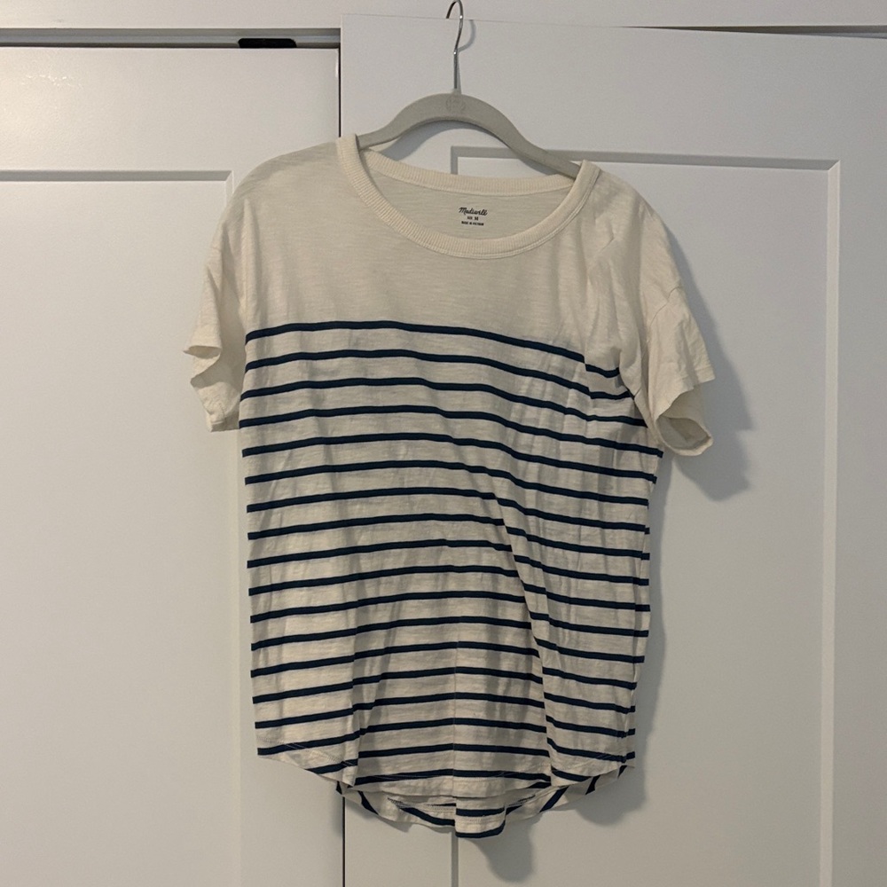 Madewell Cream Ribbed Crewneck Tee